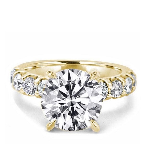 Italo Golden Classic Round Engagement Ring - Picture 1 of 5
